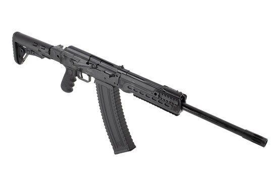 Kalashnikov KS-12TSFS 12 Gauge Semi Auto Shotgun has an 18.25 inch threaded barrel